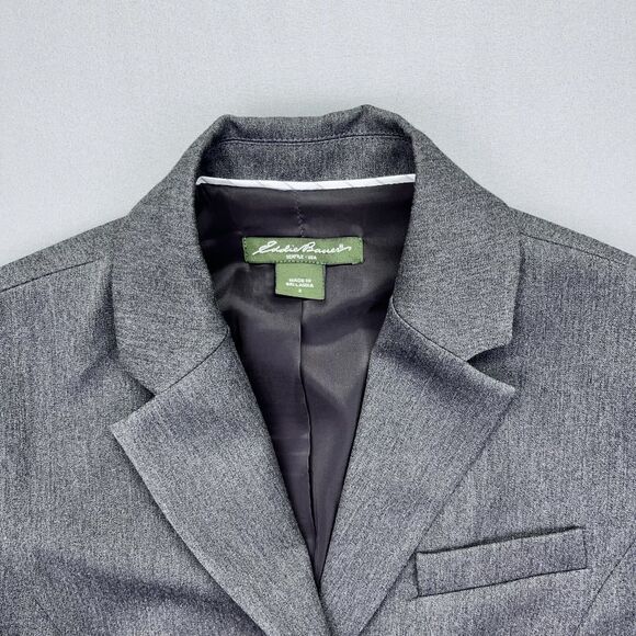 Eddie Bauer Blazer Women's Size 2 Black and White Herringbone Single Breast - Picture 2 of 15